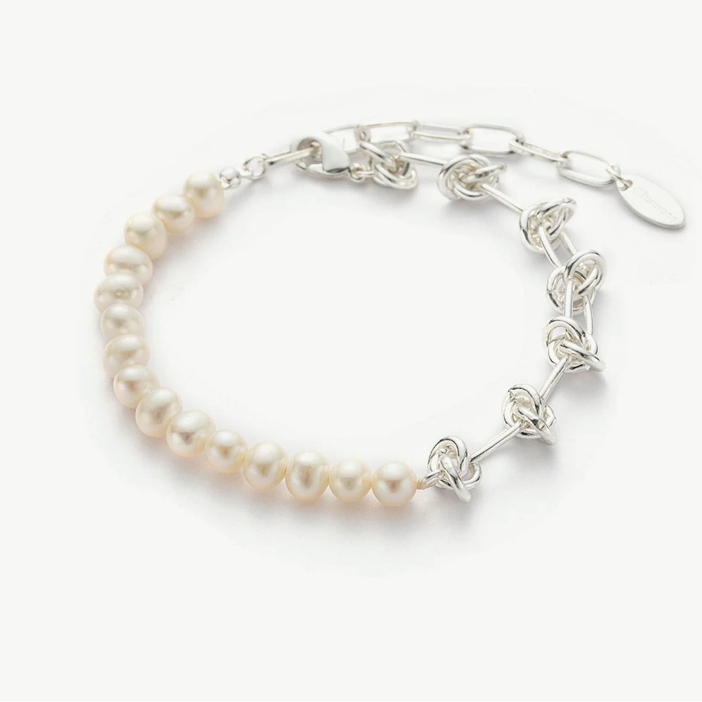 C.paravano Braided chain bracelet with cast baroque pearl new